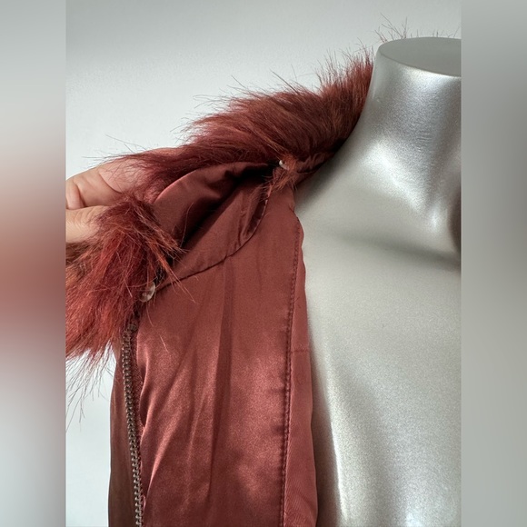 Bomber jacket Red Satin Fur collared M Calvin Klein Jeans - Picture 6 of 12